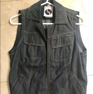 Jean vest PLEIN SUD zippers in front & back